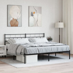 Berkfield Metal Bed Frame With Headboard Black 180X200 Cm - thumbnail 1
