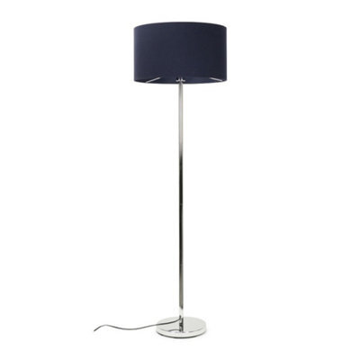 Valuelights Charles Chrome Floor Lamp With Navy Drum Shade - image 1