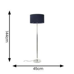 Valuelights Charles Chrome Floor Lamp With Navy Drum Shade - thumbnail 9