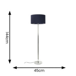 Valuelights Charles Chrome Floor Lamp With Navy Drum Shade - thumbnail 8