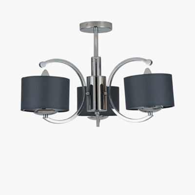 Pacific Lifestyle Arcadia Silver Metal Curved 3 Arm Semi Flush Pendant - image 1