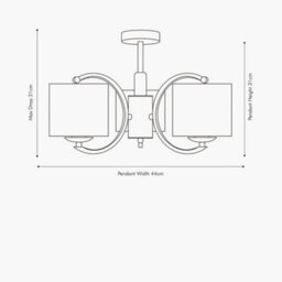 Pacific Lifestyle Arcadia Silver Metal Curved 3 Arm Semi Flush Pendant - thumbnail 3