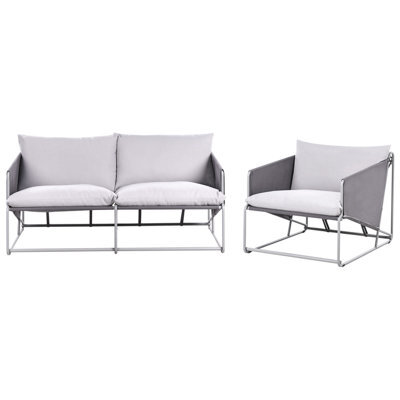 Beliani Garden Sofa Set 3 Seater Ponte Metal Grey - image 1
