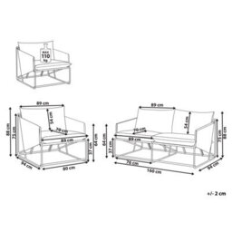 Beliani Garden Sofa Set 3 Seater Ponte Metal Grey - thumbnail 3