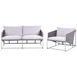 Beliani Garden Sofa Set 3 Seater Ponte Metal Grey - thumbnail 1