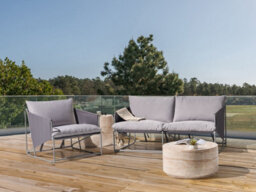 Beliani Garden Sofa Set 3 Seater Ponte Metal Grey - thumbnail 2
