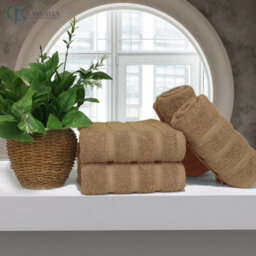 Casabella Premium Quality 4 Truffle Hand Towels 100% Combed Cotton 650 Gsm Quick Dry Hand Towels Set 50X90 Cm - thumbnail 4