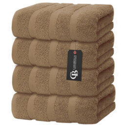 Casabella Premium Quality 4 Truffle Hand Towels 100% Combed Cotton 650 Gsm Quick Dry Hand Towels Set 50X90 Cm