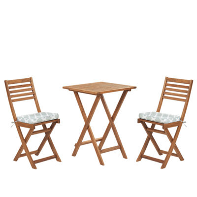 Beliani Bistro Set With Cushions Folding Fiji Acacia Wood Mint Green - image 1