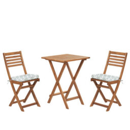Beliani Bistro Set With Cushions Folding Fiji Acacia Wood Mint Green - thumbnail 1
