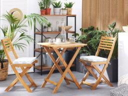 Beliani Bistro Set With Cushions Folding Fiji Acacia Wood Mint Green - thumbnail 2
