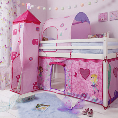 Nöa & Nani Noa & Nani Cabin Kids Solid Wood Midsleeper Bed With Fairies Package In Classic White Moro - image 1
