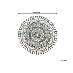 Beliani Round Cotton Area Rug Mandala Pattern 120 Cm Cream And Green Irice - thumbnail 3