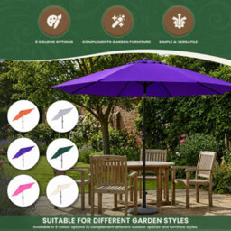Garden Market Place The Garden Marketplace Garden Parasol 2.7M With Tilt And Crank Handle, Polyester Canopy And 38mm Aluminium Pole Purple - thumbnail 6