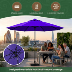 Garden Market Place The Garden Marketplace Garden Parasol 2.7M With Tilt And Crank Handle, Polyester Canopy And 38mm Aluminium Pole Purple - thumbnail 7