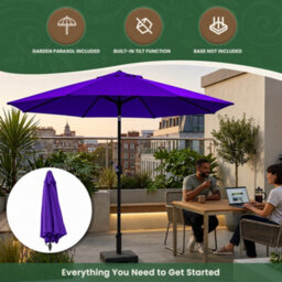 Garden Market Place The Garden Marketplace Garden Parasol 2.7M With Tilt And Crank Handle, Polyester Canopy And 38mm Aluminium Pole Purple - thumbnail 8