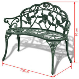 Vidaxl Garden Bench 100 Cm Cast Aluminium Green - thumbnail 4