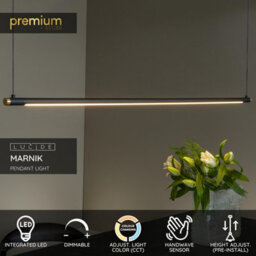 Lucide Premium Marnik Pendant Light Diameter 2.5Cm Led Dim. Cct 1X22W 2700K/4000K - Hand Wave Sensor - Black - thumbnail 2