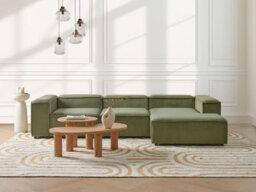 Beliani Modular Corner Sofa 4 Seater Ardal Corduroy Green Left Hand - thumbnail 2