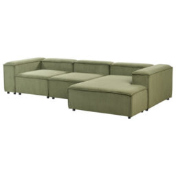 Beliani Modular Corner Sofa 4 Seater Ardal Corduroy Green Left Hand - thumbnail 5
