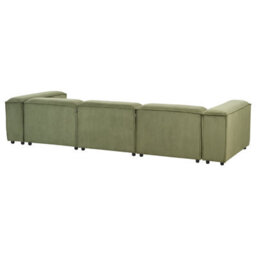Beliani Modular Corner Sofa 4 Seater Ardal Corduroy Green Left Hand - thumbnail 6