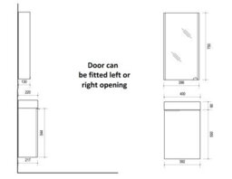 Impact Furniture Wall Hung Bathroom Cabinets Set 400mm Vanity Unit With Basin Wall Mirror Cabinet Oak Effect Small Narrow Furniture Avir - thumbnail 3