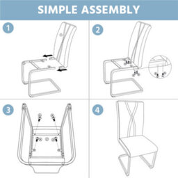 Yaheetech 2Pcs White Faux Leather Dining Chairs With Metal Legs - thumbnail 8