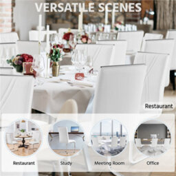 Yaheetech 2Pcs White Faux Leather Dining Chairs With Metal Legs - thumbnail 9