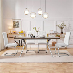 Yaheetech 2Pcs White Faux Leather Dining Chairs With Metal Legs - thumbnail 3