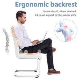 Yaheetech 2Pcs White Faux Leather Dining Chairs With Metal Legs - thumbnail 7