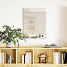 Homcom Decorative Mirror With Wood Shelf, Industrial Wall Mirror, Black - thumbnail 7