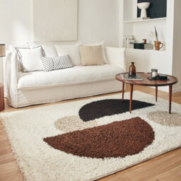 Sweeek - Shaggy Indoor Rug With Circular Patterns In Beige Brown Black Pitt 160X120X3 Cm - thumbnail 1