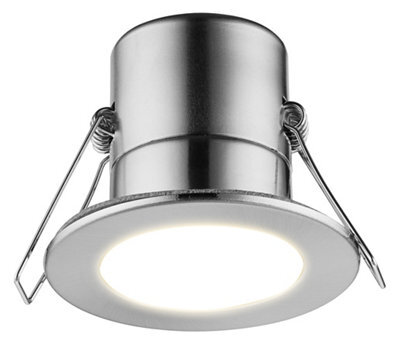 Luceco Eco Matt Silver Stainless Steel Effect Fixed Led Fire-Rated Cool White Downlight 5W Ip65