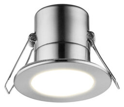 Luceco Eco Matt Silver Stainless Steel Effect Fixed Led Fire-Rated Cool White Downlight 5W Ip65