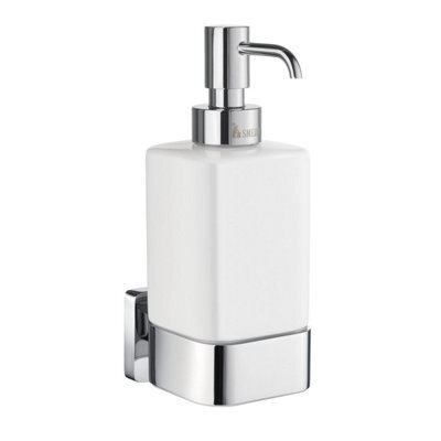 Smedbo Porcelain 350Ml Soap Dispenser /w Polished Chrome Wall Mount