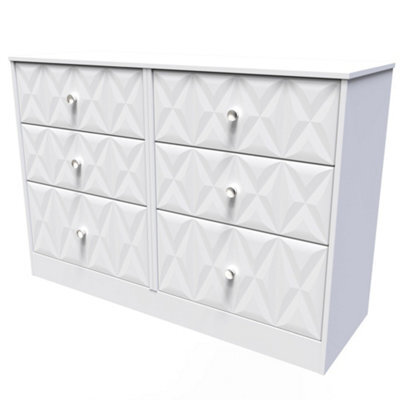 Genoa Ready Assembled Matt White No Effect 6 Drawer Chest (H)792mm (W)1117mm (D)395mm - image 1