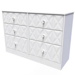 Genoa Ready Assembled Matt White No Effect 6 Drawer Chest (H)792mm (W)1117mm (D)395mm - thumbnail 1