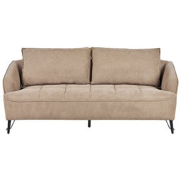 Beliani Living Room Set 5 Seater Hobro Fabric Light Brown - thumbnail 4