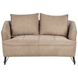Beliani Living Room Set 5 Seater Hobro Fabric Light Brown - thumbnail 7