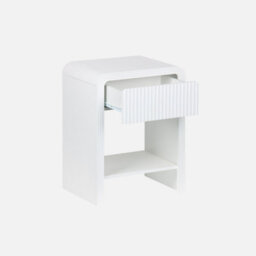 Sweeek - Pair Of 1-Drawer Bedside Tables With A Grooved Wooden Effect White 40X30X53 Cm - Julia - thumbnail 2
