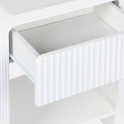 Sweeek - Pair Of 1-Drawer Bedside Tables With A Grooved Wooden Effect White 40X30X53 Cm - Julia - thumbnail 3