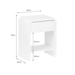 Sweeek - Pair Of 1-Drawer Bedside Tables With A Grooved Wooden Effect White 40X30X53 Cm - Julia - thumbnail 6