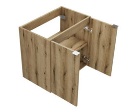 Impact Furniture Bathroom Vanity Unit With Sink 600mm Wall Cabinet And Basin Floating 2 Door Storage Oak Effect Nova - thumbnail 5