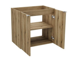 Impact Furniture Bathroom Vanity Unit With Sink 600mm Wall Cabinet And Basin Floating 2 Door Storage Oak Effect Nova - thumbnail 7