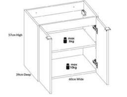 Impact Furniture Bathroom Vanity Unit With Sink 600mm Wall Cabinet And Basin Floating 2 Door Storage Oak Effect Nova - thumbnail 9