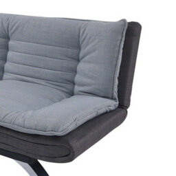 Home Detail Michigan Fabric Sofa Bed 2 Seater Duo Contrast Fabric Chrome Legs Sofabed Recliner, Grey & Charcoal Fabric - thumbnail 4