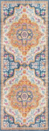 Livabliss Floransa-Vintage Yellow Blue Beige Orange Traditional Boho Living Dining Bedroom Rug 80 X 220 Cm Easy Care, Non Shedding - thumbnail 2