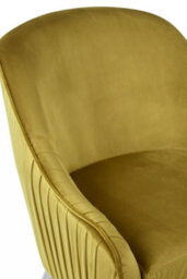 Orsina Modern Mustard Velvet Armchair For Living Rooms, Elegant Curve Pleated Lounge Chair, Decent Dining Chair - thumbnail 8