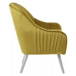 Orsina Modern Mustard Velvet Armchair For Living Rooms, Elegant Curve Pleated Lounge Chair, Decent Dining Chair - thumbnail 5
