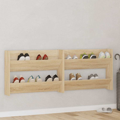 Vidaxl Wall Shoe Cabinets 2 Pcs Sonoma Oak 80X18X60Cm Engineered Wood - image 1